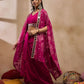 Pink V-Neck Crop Top With Draped Skirt & Cape