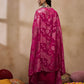 Pink V-Neck Crop Top With Draped Skirt & Cape