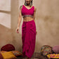 Pink V-Neck Crop Top With Draped Skirt & Cape