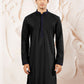 Blue Mandarin Collar Thread Work Straight Kurta
