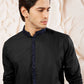 Blue Mandarin Collar Thread Work Straight Kurta