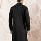 Blue Mandarin Collar Thread Work Straight Kurta