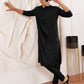 Blue Mandarin Collar Thread Work Straight Kurta