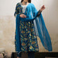 Floral Printed Pure Cotton Anarkali Kurta With Palazzos & Dupatta