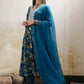Floral Printed Pure Cotton Anarkali Kurta With Palazzos & Dupatta