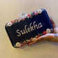 Customised Floral Embroidered Clutch with Transparent Knob - Blacks