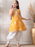 House of Pataudi Self Design V-Neck Kurta & Patiala Kurta Set
