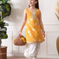 House of Pataudi Self Design V-Neck Kurta & Patiala Kurta Set