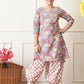 House of Pataudi Printed Pure Cotton Round Neck Kurta & Patiala Kurta Set