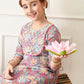 House of Pataudi Printed Pure Cotton Round Neck Kurta & Patiala Kurta Set