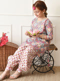House of Pataudi Printed Pure Cotton Round Neck Kurta & Patiala Kurta Set