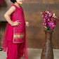 Girls Ethnic Motifs Embroidered Regular Sequinned Kurta with Patiala & With Dupatta