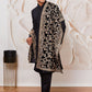 Black Embroidered Mandarin Collar Sherwani Set With Dupatta