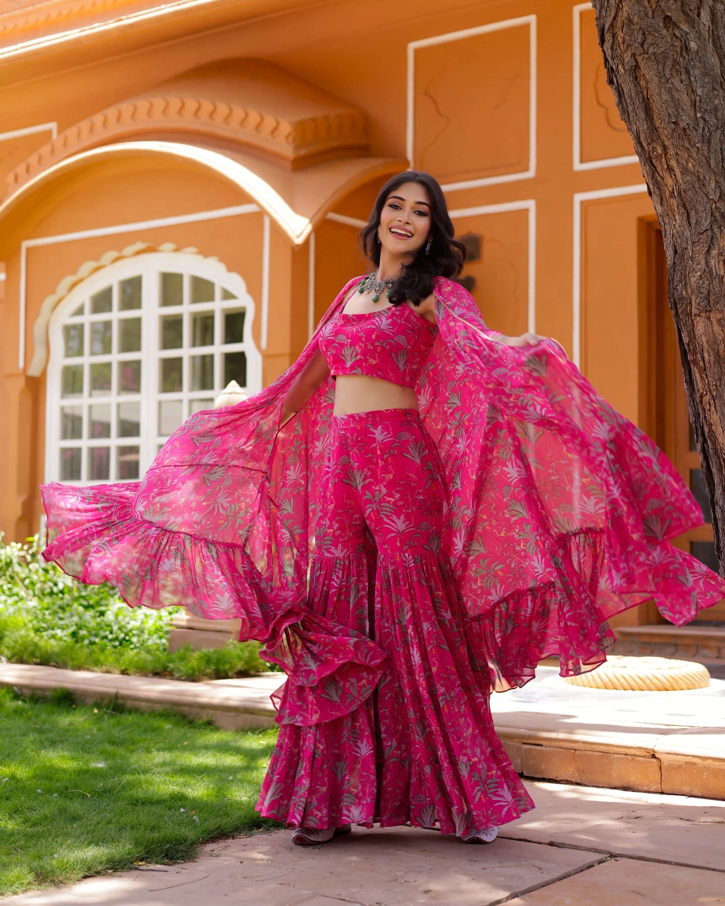 Georgette Cape Sharara Set
