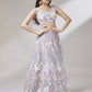 Net Multi-Sequins Work Semi-Stitched Lehenga Lavender