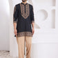 Men Silk Jacquard Detailing Short Kurta With Bottom - House of Pataudi