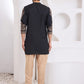 Men Silk Jacquard Detailing Short Kurta With Bottom - House of Pataudi