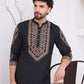 Men Silk Jacquard Detailing Short Kurta With Bottom - House of Pataudi