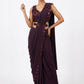 Wine Purple Sequin Embellished Ready-to-Wear Designer Saree with Floral Blouse