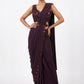 Wine Purple Sequin Embellished Ready-to-Wear Designer Saree with Floral Blouse