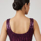 Wine Purple Sequin Embellished Ready-to-Wear Designer Saree with Floral Blouse