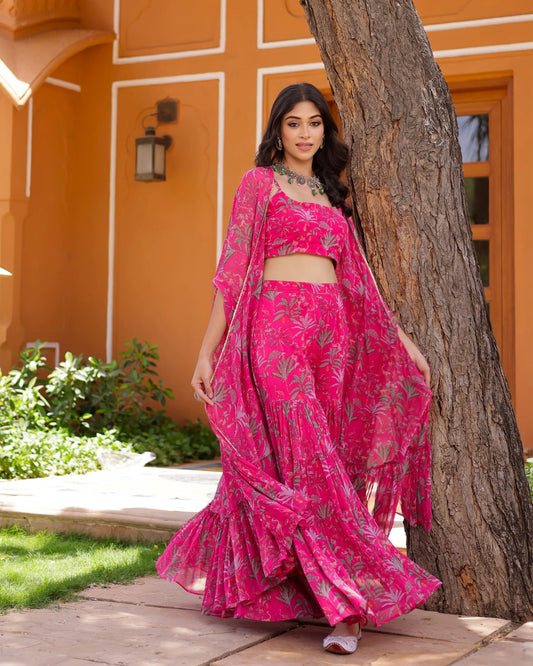 Georgette Cape Sharara Set