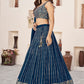 Amazing Blue Sequins Work Georgette Engagement Wear Lehenga Choli