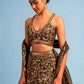 Brown Embroidery Net Lehenga Set