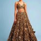 Brown Embroidery Net Lehenga Set