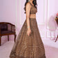 Attractive Brown Sequins Soft Net Engagement Wear Lehenga Choli