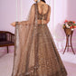 Attractive Brown Sequins Soft Net Engagement Wear Lehenga Choli