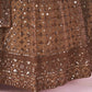 Attractive Brown Sequins Soft Net Engagement Wear Lehenga Choli