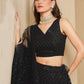 Black Bridesmaid Unstitched Blouse & Semi-Stitched Lehenga Choli