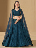 Blue Bridesmaid Unstitched Blouse & Semi-Stitched Lehenga Choli