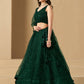 Green Bridesmaid Unstitched Blouse &amp; Semi-Stitched Lehenga Choli
