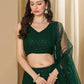 Green Bridesmaid Unstitched Blouse &amp; Semi-Stitched Lehenga Choli