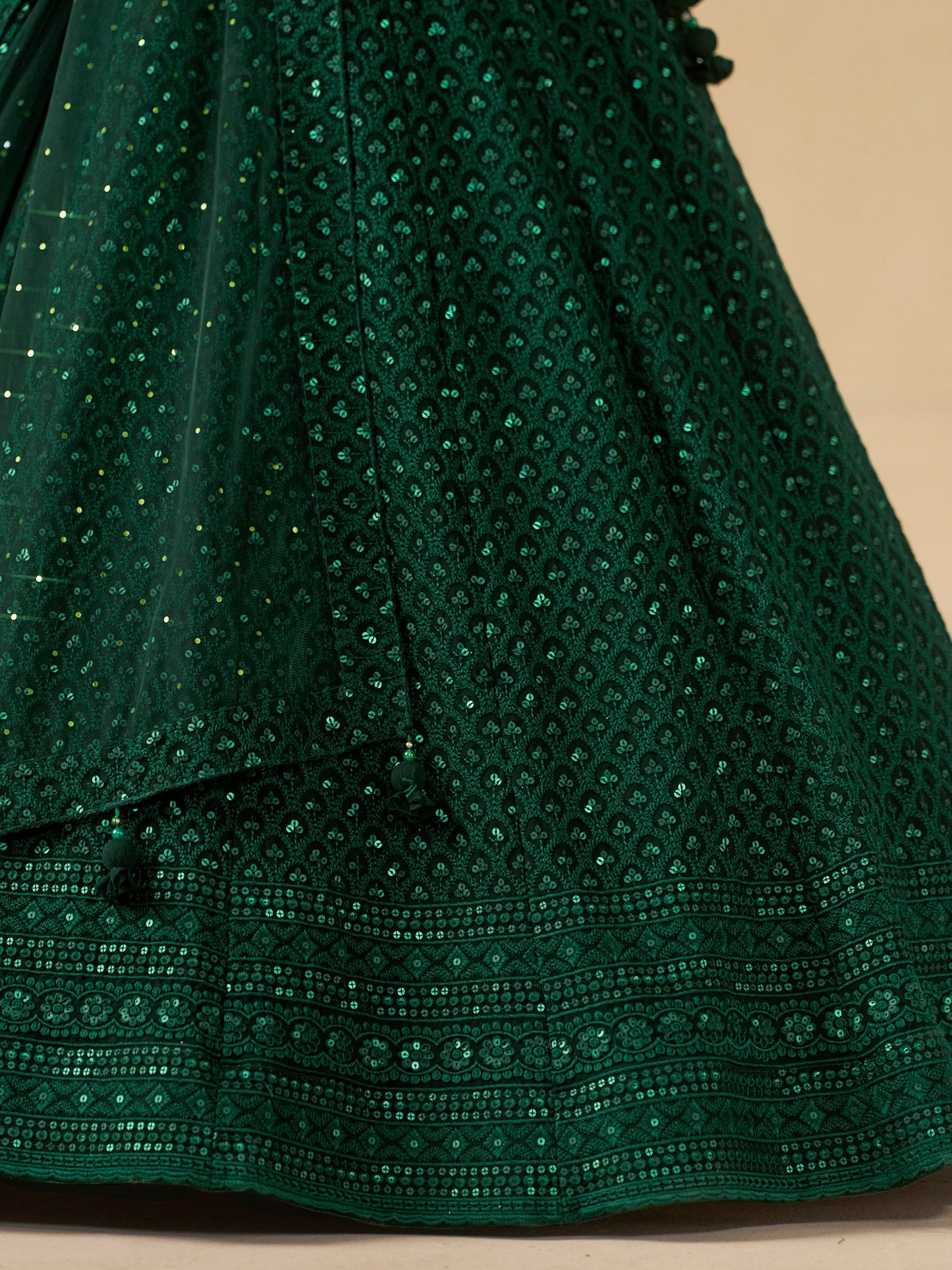Green Bridesmaid Unstitched Blouse &amp; Semi-Stitched Lehenga Choli