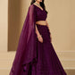 Wine Bridesmaid Unstitched Blouse & Semi-Stitched Lehenga Choli