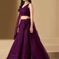 Wine Bridesmaid Unstitched Blouse & Semi-Stitched Lehenga Choli