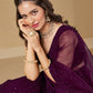 Wine Bridesmaid Unstitched Blouse & Semi-Stitched Lehenga Choli