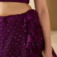 Wine Bridesmaid Unstitched Blouse & Semi-Stitched Lehenga Choli