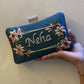 Customised Floral Embroidered Clutch