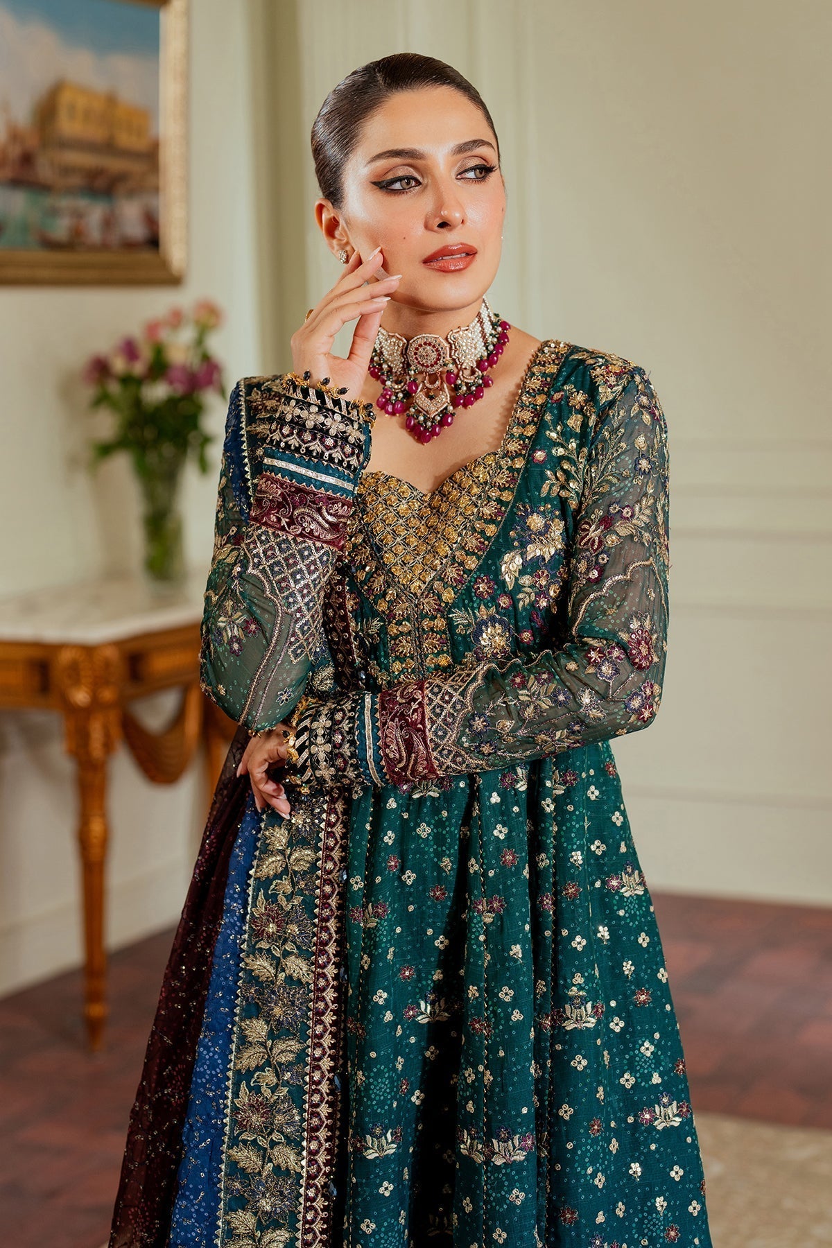 Embroidered Handmade Digital Printed Chiffon Suit