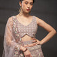 Mauve - Multi Sequins Heavy Zarkan Net Embroidered Semi-Stitched Bridal Lehenga choli