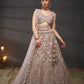 Mauve - Multi Sequins Heavy Zarkan Net Embroidered Semi-Stitched Bridal Lehenga choli