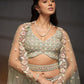 Seagreen - Multi Sequins Heavy Zarkan Net Embroidered Semi-Stitched Bridal Lehenga choli