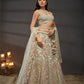 Seagreen - Multi Sequins Heavy Zarkan Net Embroidered Semi-Stitched Bridal Lehenga choli