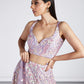 Lavender Net Sequins and thread embroidery Semi-Stitched Lehenga choli & Dupatta