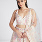 Cream Net Sequins and thread embroidery Semi-Stitched Lehenga choli Dupatta