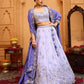 Lavender- Tissue Fabric Sequins embroidery Semi-Stitched Lehenga & Unstitched Blouse With Dupatta